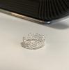 Retro Silver Bow Love Flower Pearl Open Ring Simple Index Finger Ring Versatile Jewelry Women