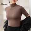 Pullover Top Summer Tops Turtleneck Solid Color Half Sleeve Slim Fit Smooth Women Shirt Wear Stretch Layer Comfy High Neck Daily Bottoming