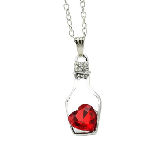 Necklace Scratch-resistant Minimalistic Alloy Heart-shaped Faux Crystal Bottle Choker Pendant Chain Women Gift