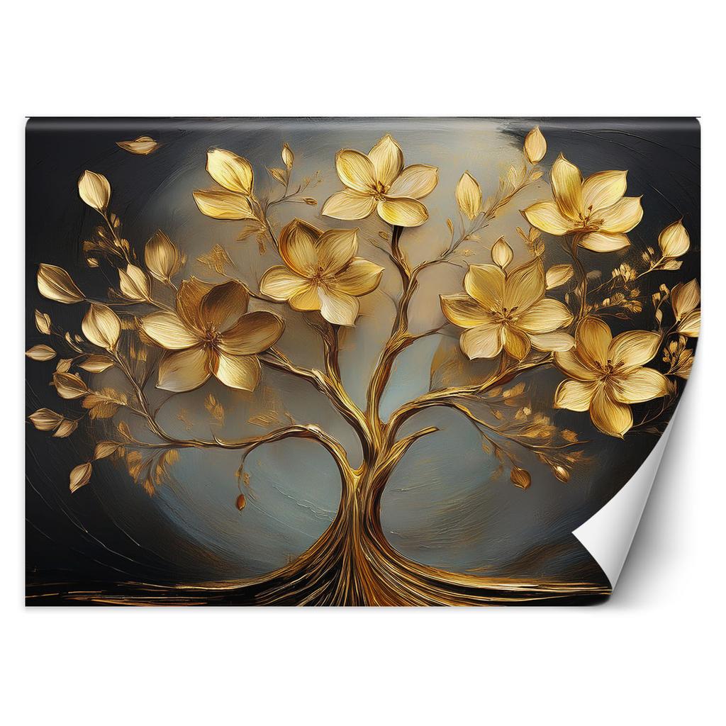 Wallpaper Golden Tree Abstract