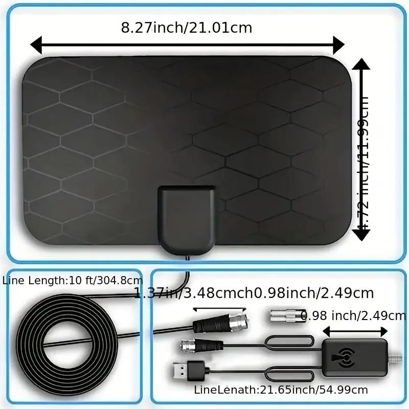 8K Indoor Digital HDTV Antenna with Amplifier Booster – Supports DVB-T2/ISDB-T, 3000-Mile Range for Clear TV Reception