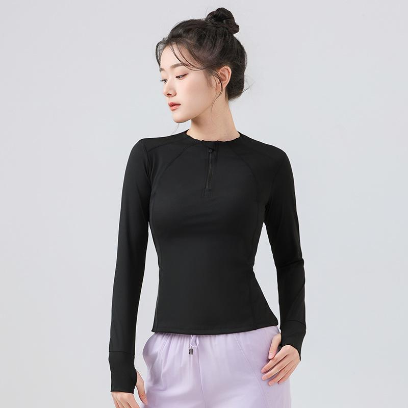 Damen Schnelltrocknendes Slim Fit Outdoor-Sportoberteil – Langarm Yoga & Lauf-Reißverschlusshemd