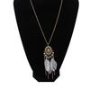 Wind Bohemian Painted Glazed Feather Fringed Earrings Fashion Temperament Women's Earrings Long Necklace Accessories