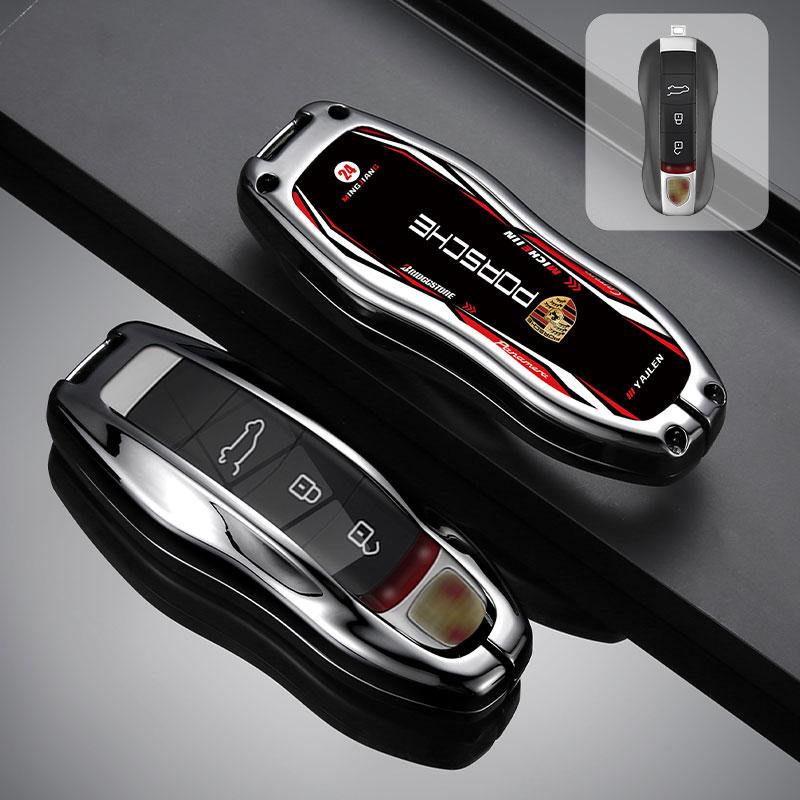 

Track Style Car Key Case Cover Shell For Porsche Boxster Cayman Panamera Cayenne Macan 718/911 Taycan Keyless Remote Accessories