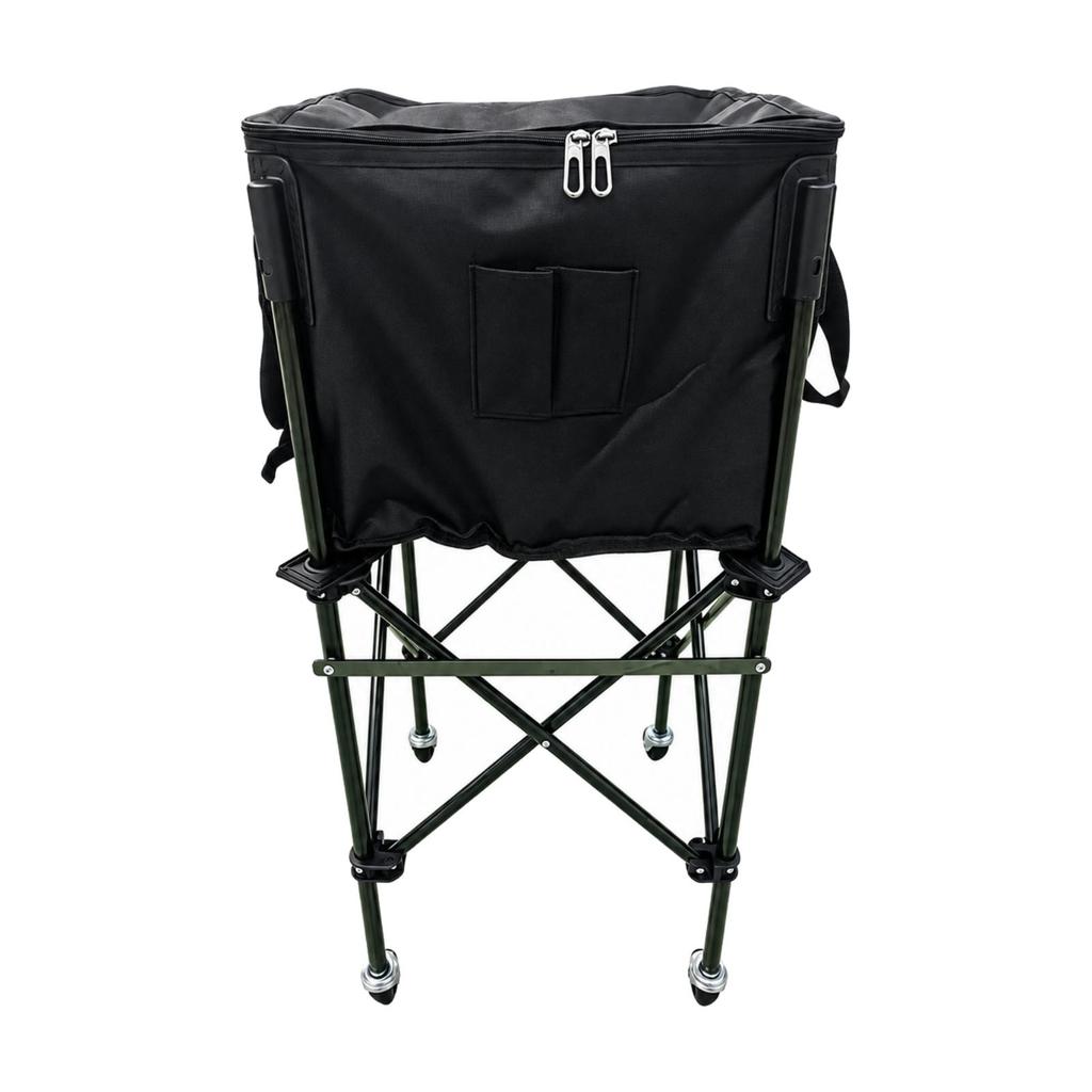 Tennis Ball Cart with Caster Wheels and Zippered Textile Compartment for Coaches