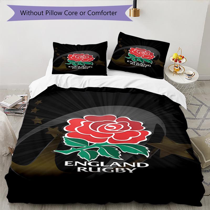 Set Biancheria da Letto Rugby Inghilterra 3 Pezzi Copripiumino Chiusura Include 1 Copripiumino & 2 Federe, Morbido e Confortevole per Tutte le Stagioni.