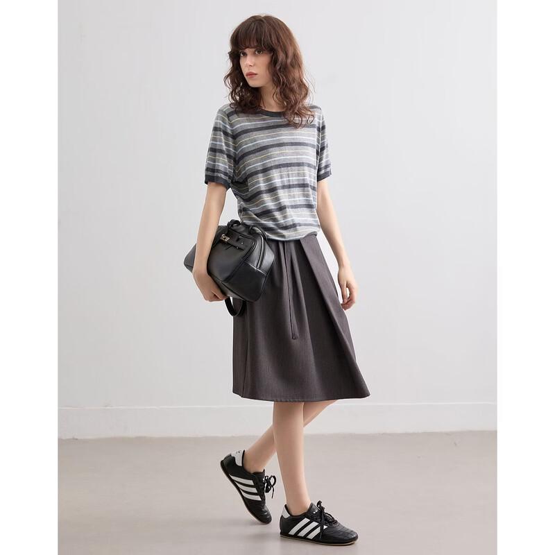 Women s Striped Silk Wool Blend Knit Top XL