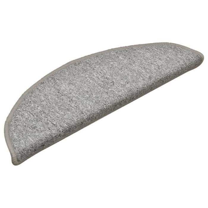 VidaXL Tapis d'escalier 15 pièces 56 x 17 x 3 cm Gris clair Demi-rond 322370