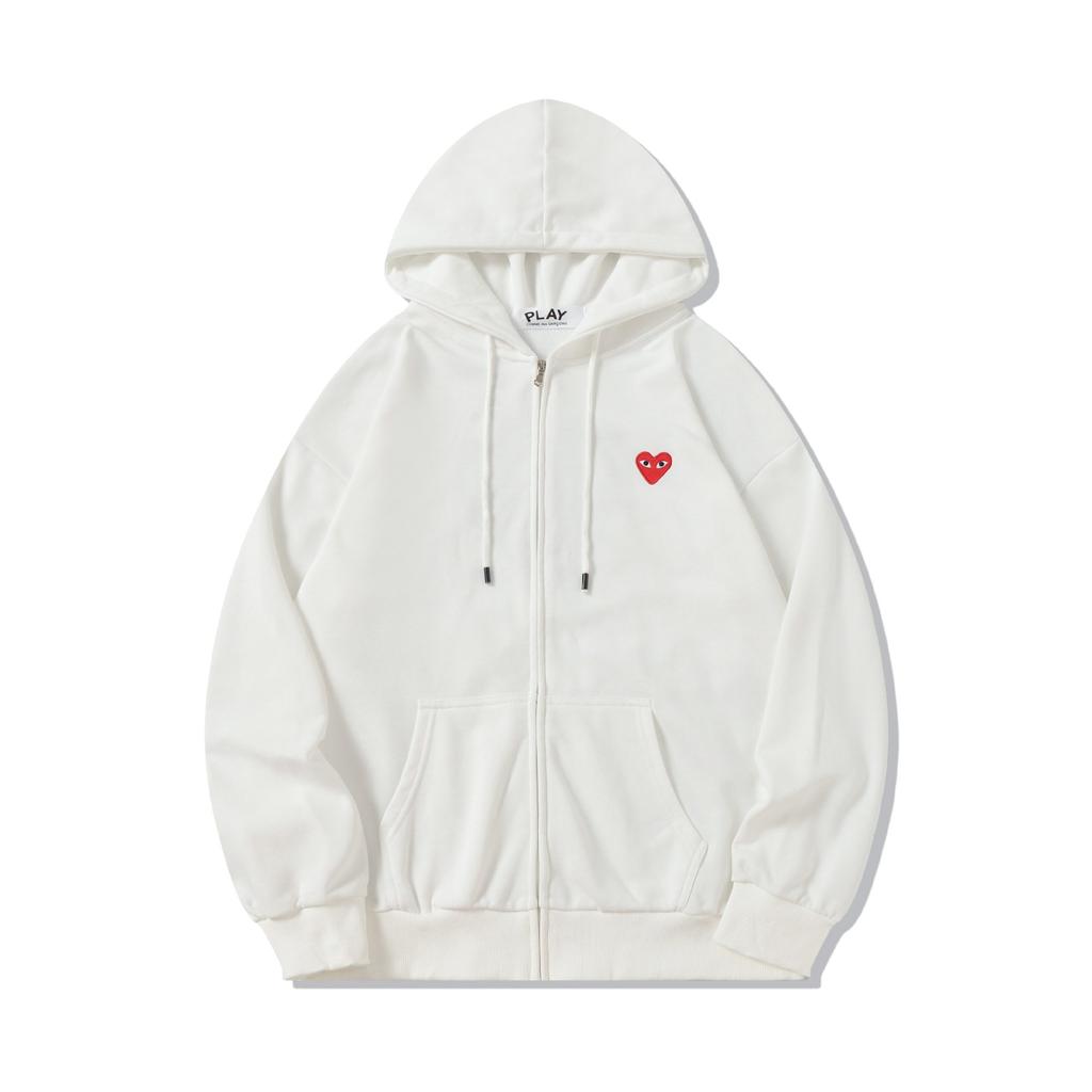 JB PLAY love Japanese fresh loose teen couple zipper hooded terry casual crew neck guard