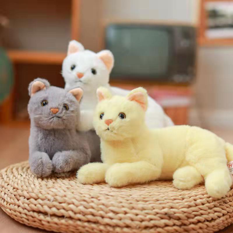 Lifelike Cat Plush Toy - Posing Kitten Doll for Home Decor & Gifts