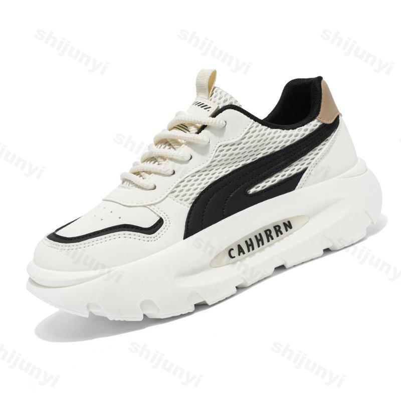 

2026 Spring Men s Low Top Thick Sole Casual Shoes Mesh Breathable Color Blocked Sports Shoes Fashi Comfortable Chunky sneakers 44 чорний
