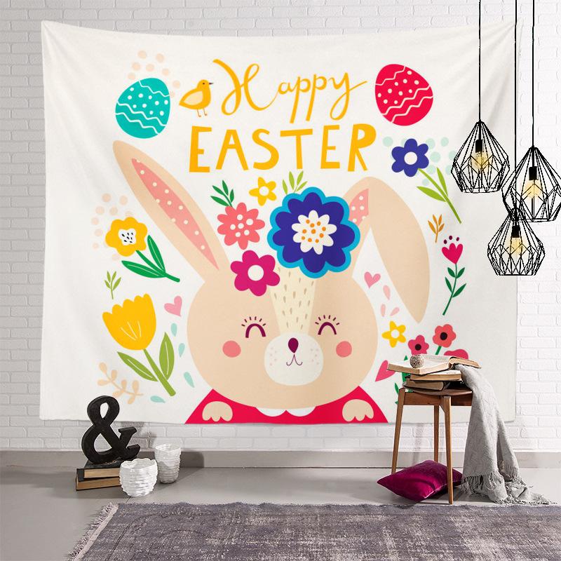 Home Decoration Easter Series of Easter Egg Printing Polyester Tapery Tapestry Is Suitable for Bedroom Living Room Tapiz
