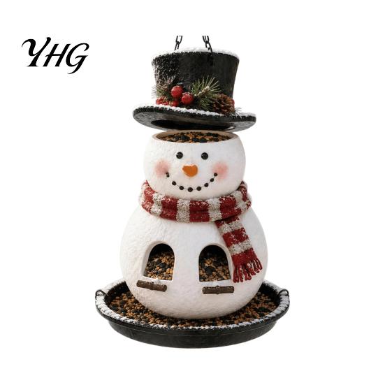 Christmas Yard Ornament for Wild Birds Snowman Hanging Bird Feeder, Resin Decorative Weatherproof Feeder Garden Patio Balcony, Gift Lovers Cute