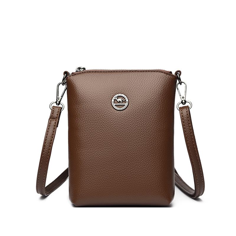 

Сумка на одно плечо из мягкой кожи с тиснением, сумка кроссбоди для женщины среднего возраста коричневый