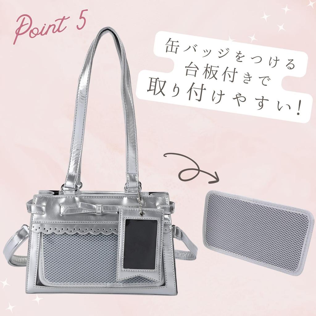 Harujio Ita-Tasche, Niedlich, Klein, Schulter-Tote, 2-Wege, Mini, Niedliche Schleife, Umhängetasche, Tragetasche, Oshikatsu-Tasche, Beliebt, Schwarz, Weiß, Silber, Stilvoll,