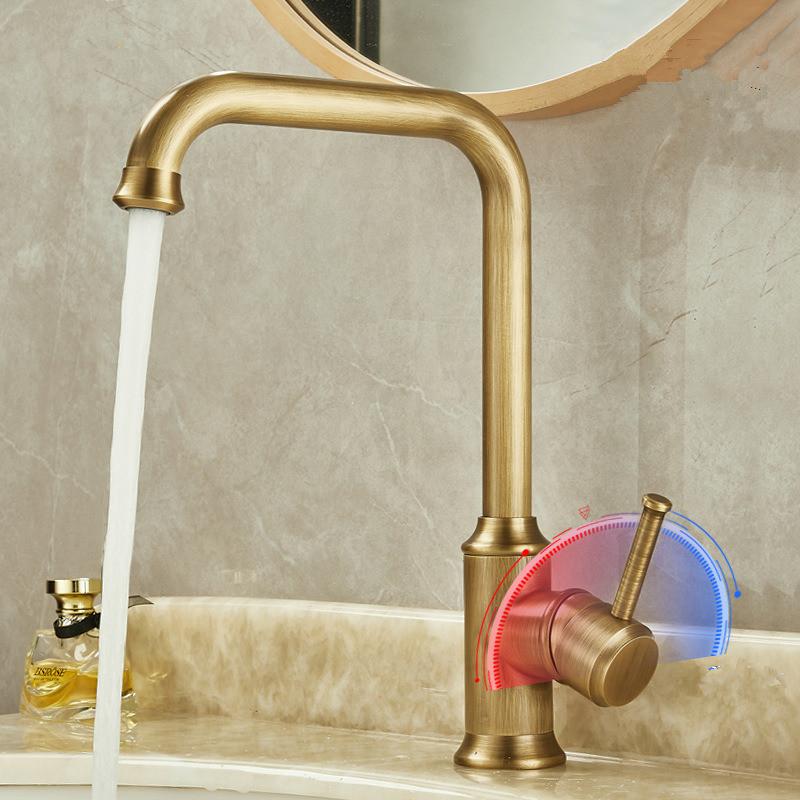 Tuqiu Antique Bronze Kitchen Faucet Gold Brass Sink Faucet Mixer Tap 360 Degree Rotation Torneira Cozinha Mixer Taps Kitchen Tap