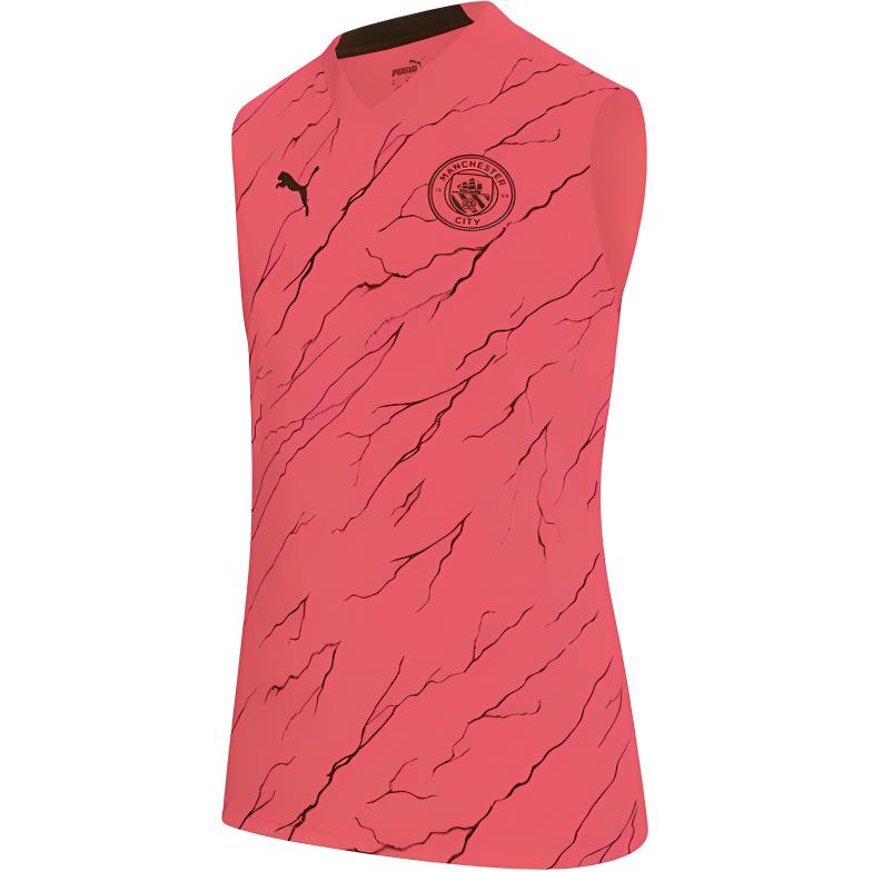 

Puma X Man City Collaboration Striped Design Lightweight Breathable Moisture-Wicking Comfortable Sleeveless Football Shirt Men tops Pink 772876-17
