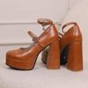 Q/Scarpe singole con tacco alto da donna Primavera/Estate Nuovo colore solido Piattaforma impermeabile Tacco spesso Bocca bassa Scarpe basse di grandi dimensioni