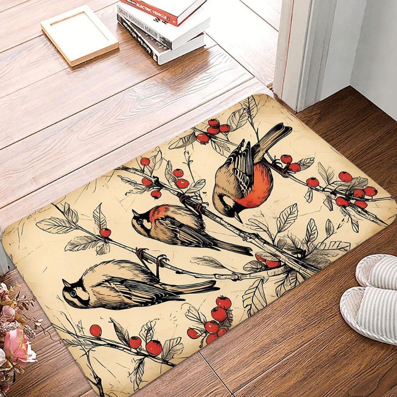 

Vintage Hummingbird Printing Non-Slip Small Rug Waterproof Easy To Clean Floor Mat for Indoor Outdoor Use Durable Home Decorate 30x50cm
