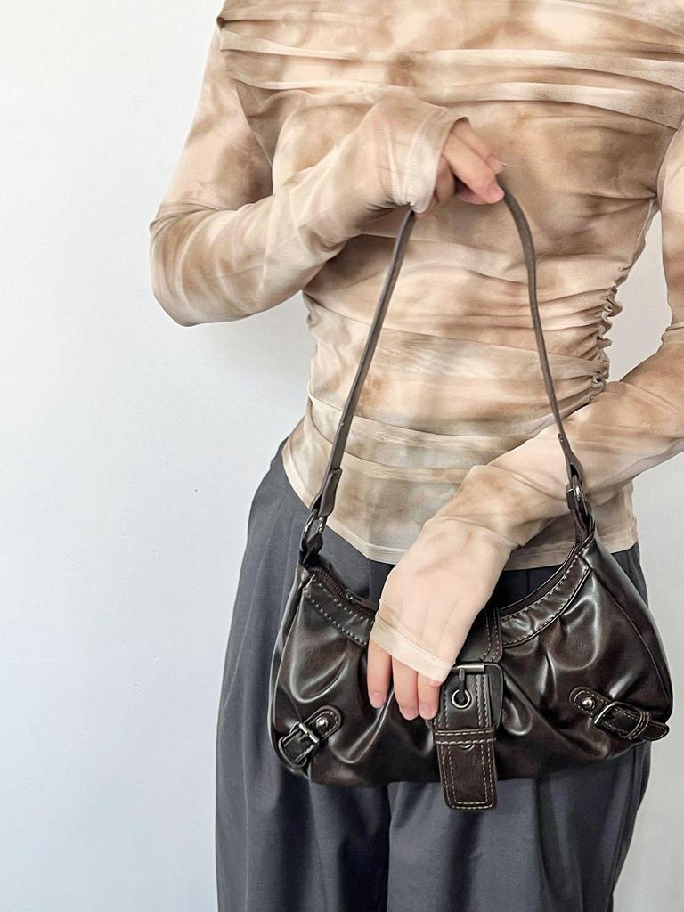 Maillard Retro Pleated Shoulder Bag - Trendy Wasteland Style for Women