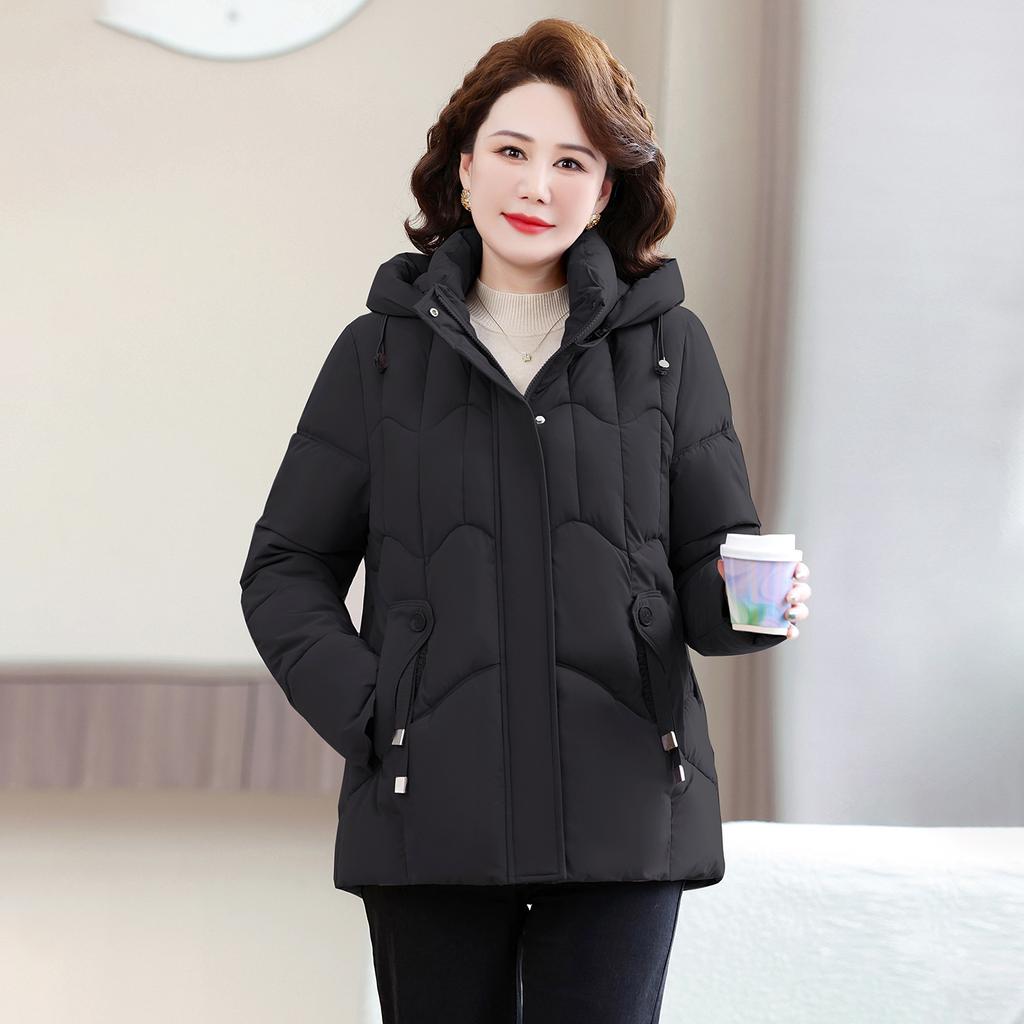 Middle-aged and Elderly Large-size Women's Short Loose Grandma Winter Mother Temperament Hooded Down Cotton Jacket