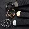 AAAMG1 Car Keychain For Ford Fiesta ST MK6 MK7 MK8 Logo Carbon Fiber Leather Zinc Alloy Emblem Key Chain Accessories