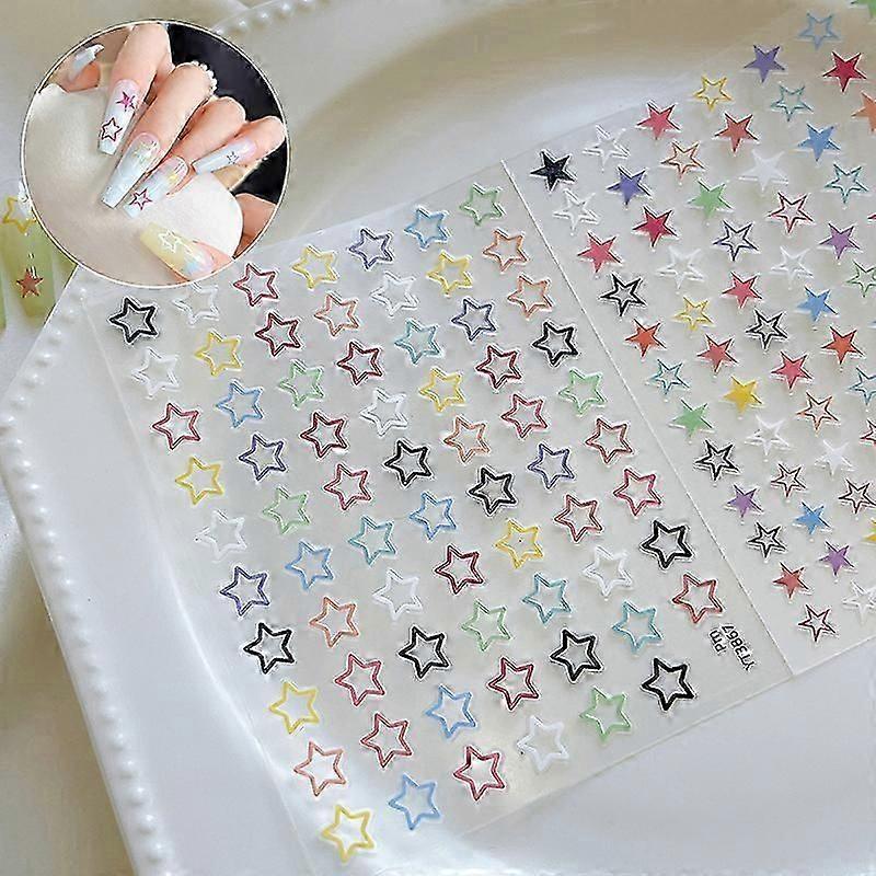 Dopamine Star Nail Sticker Dopamine Cute Jelly Nail Art Decals Pack Embossed Hand Ledger DIY Decor Manicure
