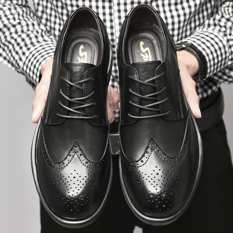 Fashion Luxury Brand Men's Genuine Leather Casual Shoes High-end New Brogue Shoes Office Commuting Versatile Men's Business Shoes
