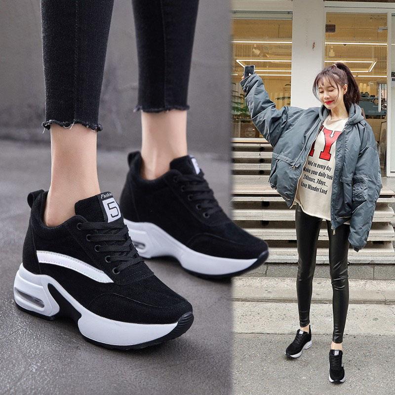Autumn and winter breathable thick-soled casual inner height-increasing shoes lightweight soft-soled sports shoes cotton shoes