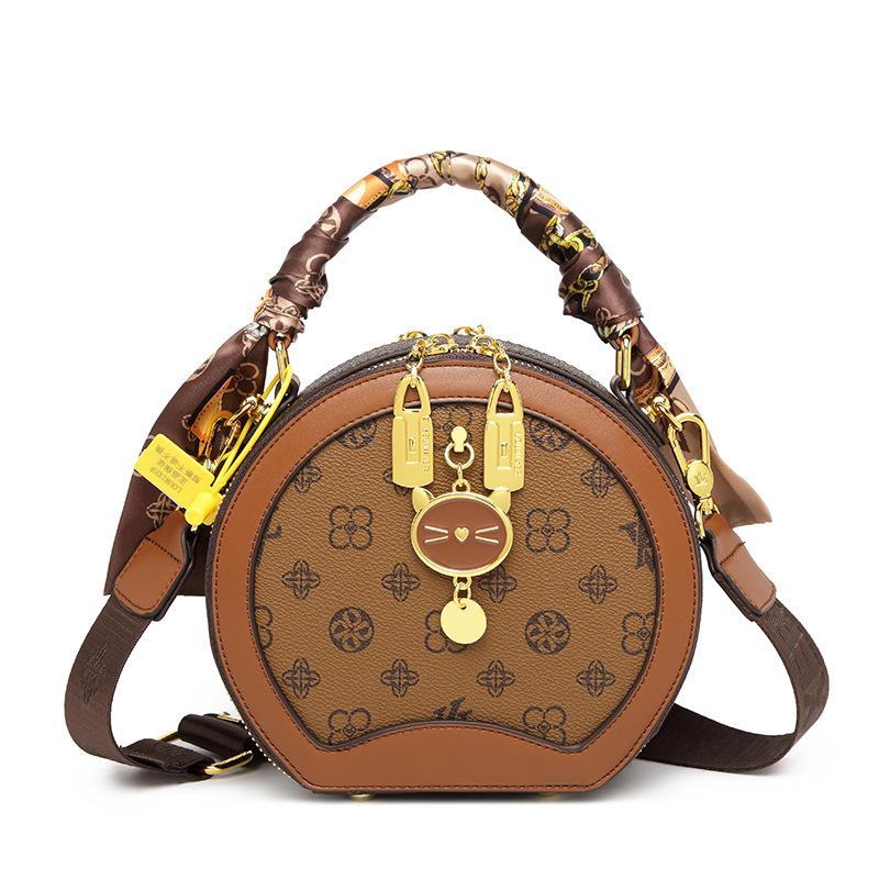 Baobao Damen 2023 neue modische Umhängetasche, kleine One-Shoulder-kleine runde Tasche