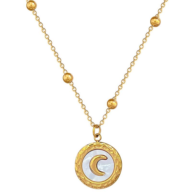 Shell Moon Temperament Personality Minimalist Wind Stove Real Gold Female Collarbone Necklace