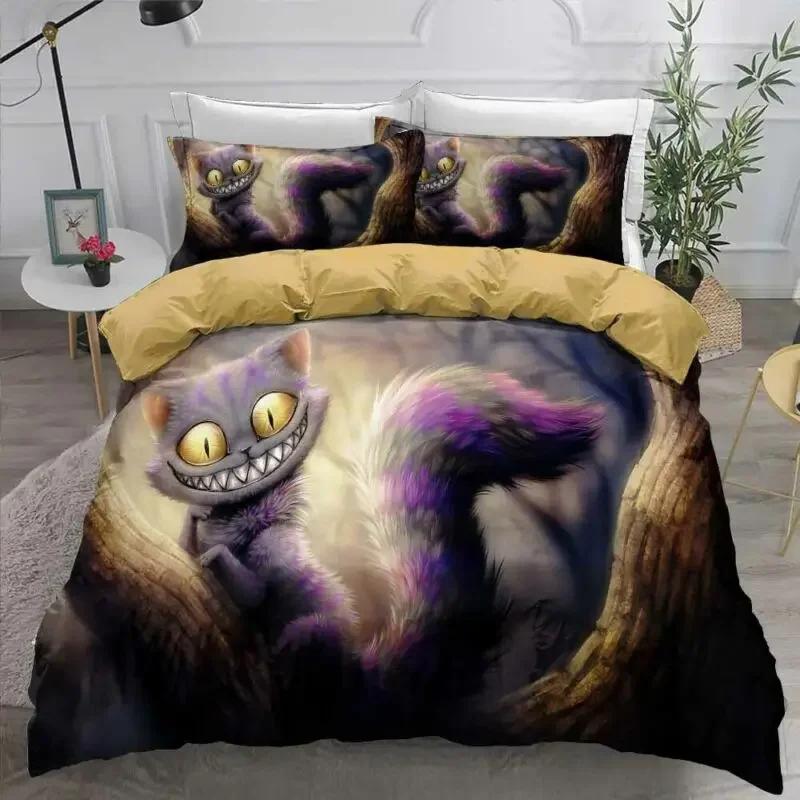 3D Printed Cheshire Cat Bedding Set Duvet Cover Bedroom Comforter Covers Single Twin King Size Quilt Cover Home Textile 2/3Pcs
