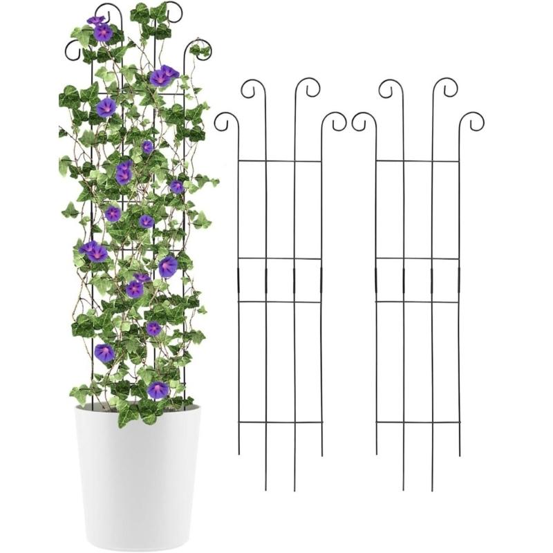 2pack Durable Metal Garden Trellis For Climbing Plant Easy Assembly Space Saving Design For Balcony Patios