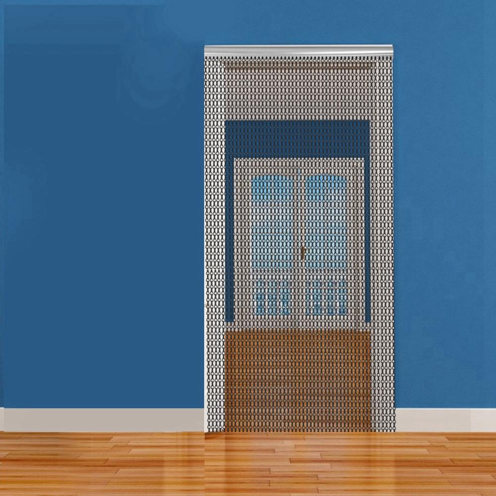 90*214.5cm Aluminium Metal Chain Strip Curtain Fly Pest Insect Control Decoration Door Screen