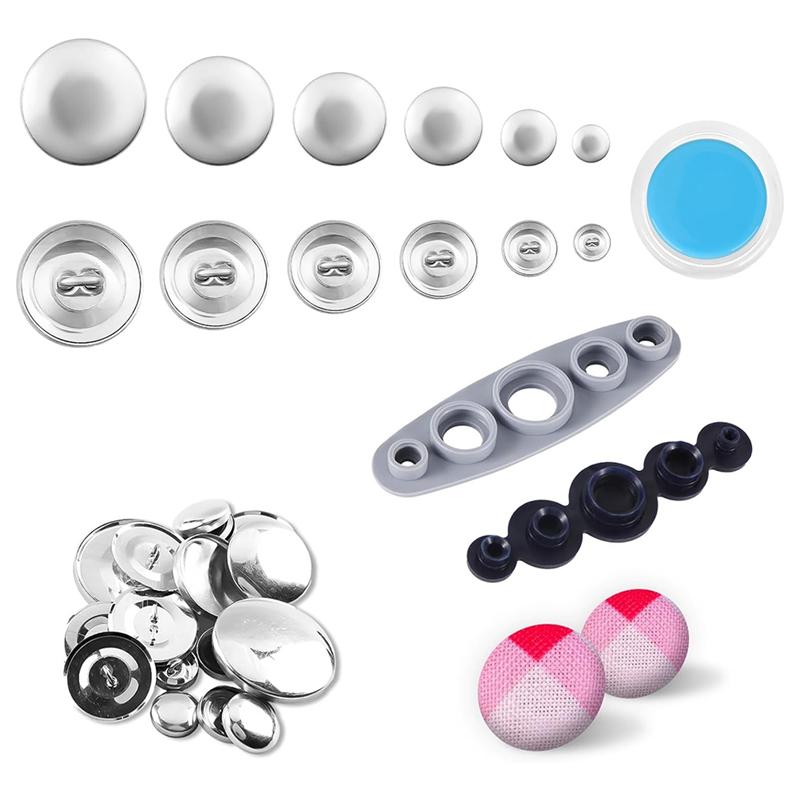 M-Modern-120Pcs Button Covers, Cover Button Kit With 6 Sizes, DIY Fabric Covered Buttons With 2 Installation Tools For DIY Lover