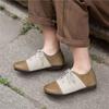 Johnature Cowhide Mixed Colors Casual Flats Comfortable Retro Genuine Leather Lace Up Versatile Women's Shoes