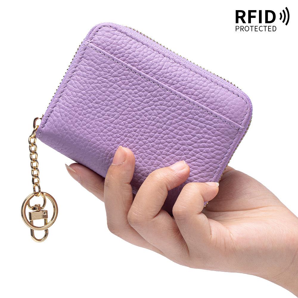 New First-layer Cowhide Short Partition Layer Coin Change Bag RFID Japanese Multi-functional Mini Wallet Women