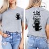No Talkie Before Coffee Print T-shirt Short Sleeve Casual Top Summer Women Black Cat Kawaii Streetwear Graphic Tees Shirt Tops