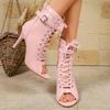 Women Sandals 2026 New Fish Mouth Stiletto Sandals  Open Toe Lace-Up Belt Buckle Shoes Women Zipper Non-Slip High Heel Booties