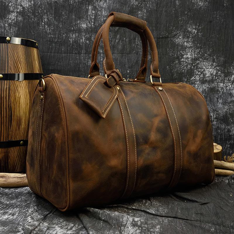 

Crazy Horse Men Bag Leather Travel Bag Men Women Carry On Luggage Travelling Shoulder Bag Duffle Bags Retro Handbag On Flights