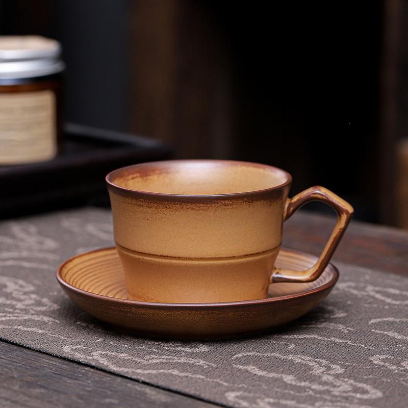 120ml Ceramic Coffee Cup And Dish Set High Beauty Gradient Colors Homestay Restaurant Flower Cup Creative Retro Milk Water Cup