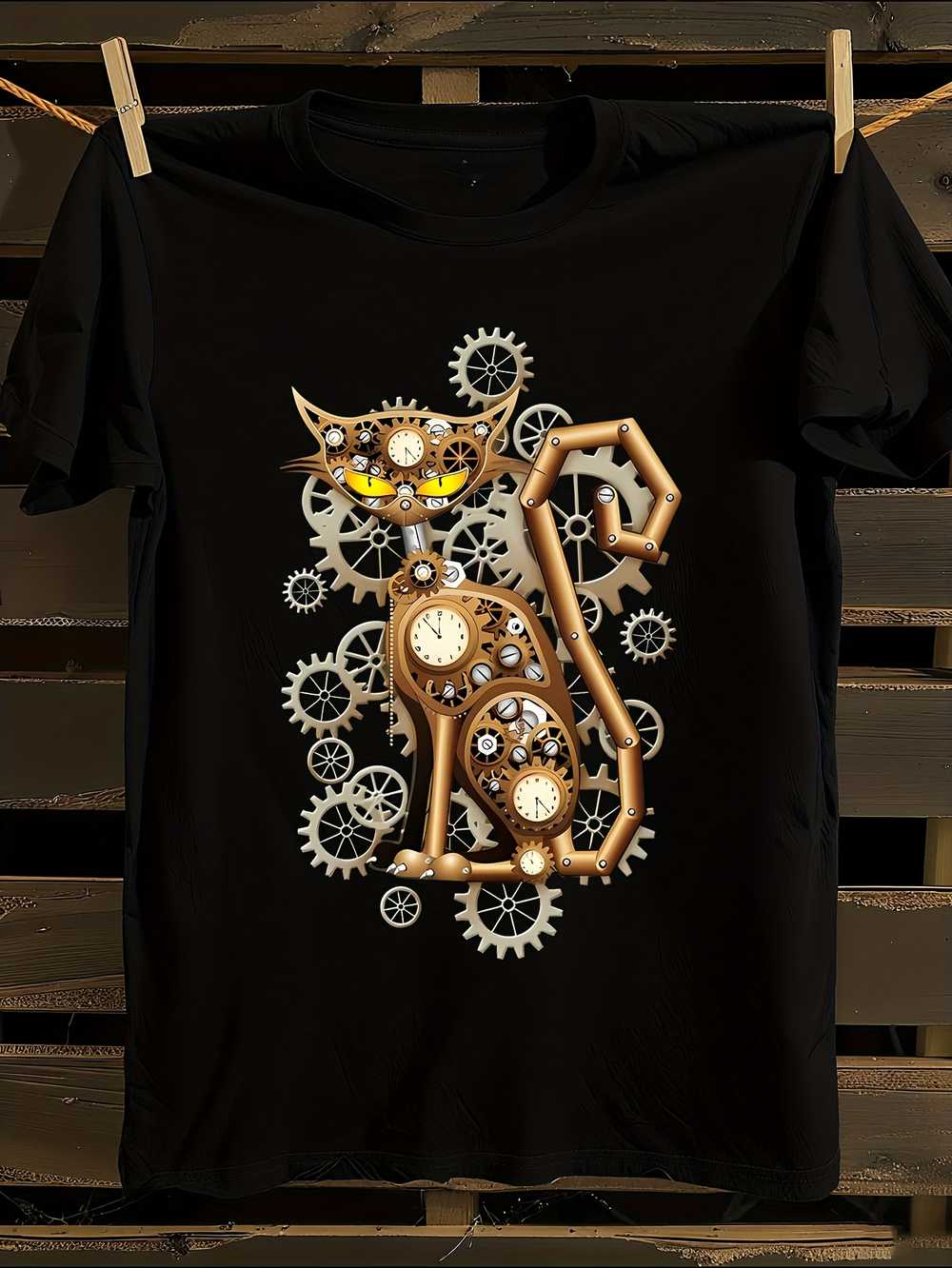Steampunk Cat T-Shirt XXXXL