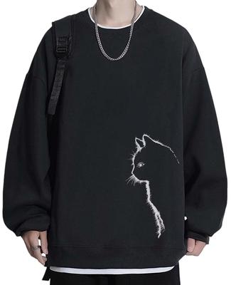 Prinior Langarm Rundhals Übergrößen Bequem Überschnittene Schultern Einfarbig Langarm Locker Street Herren Sweatshirt, Pullover, Aufdruck, Verfügbar, Passform,