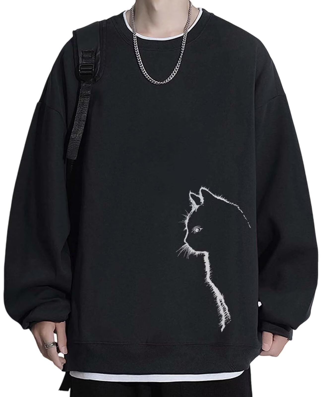 

Prinior Свитшот с длинным рукавом и круглым вырезом больших размеров, удобный, со спущенным плечом, однотонный, с длинным рукавом, свободный, уличный, мужской, пуловер, с принтом, в наличии, посадка,