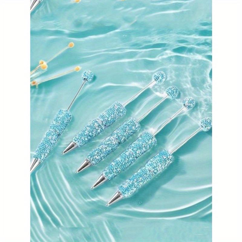 Rhinestone Bead Pen, Shiny Rhinestone Bead Pen DIY Plastic Bead Pen Christmas Crystal Shaft Black Ink Ballpoint Pen Suitable