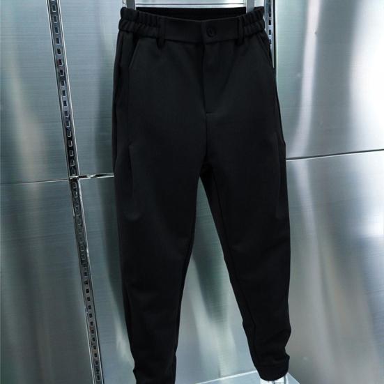 Pantalones informales para hombre, cintura elástica, botones, bragueta, pantalones largos, bolsillos, cierre de Color sólido, puños de cinta, pantalones de estilo deportivo de tenis