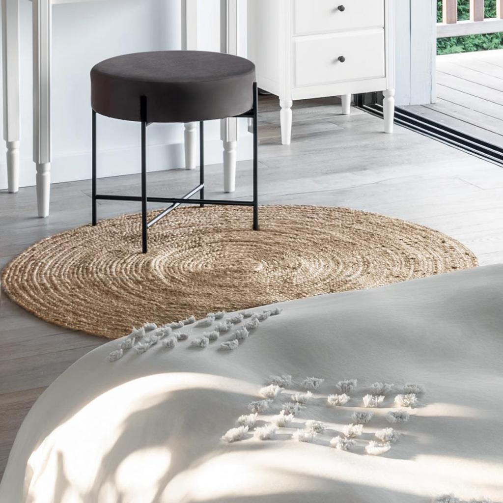 ROUND JUTE RUG 120cm in boho style, NATURAL