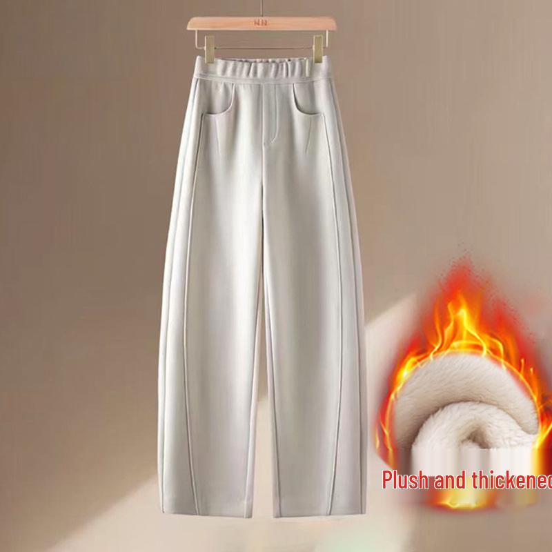 

Women s High Waist Faux Cashmere Velvet-Lined Straight Leg Casual Pants for Autumn and Winter 2XL [70-80 kg]