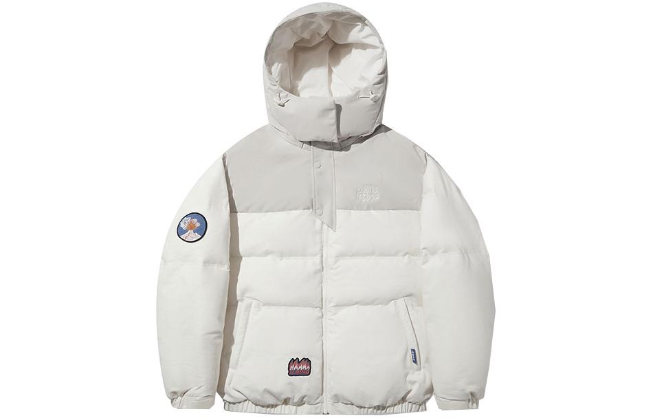 Li Ning Down Jackets Men s Ecru Hooded Moderate Down Jacket AYMT047-2 M