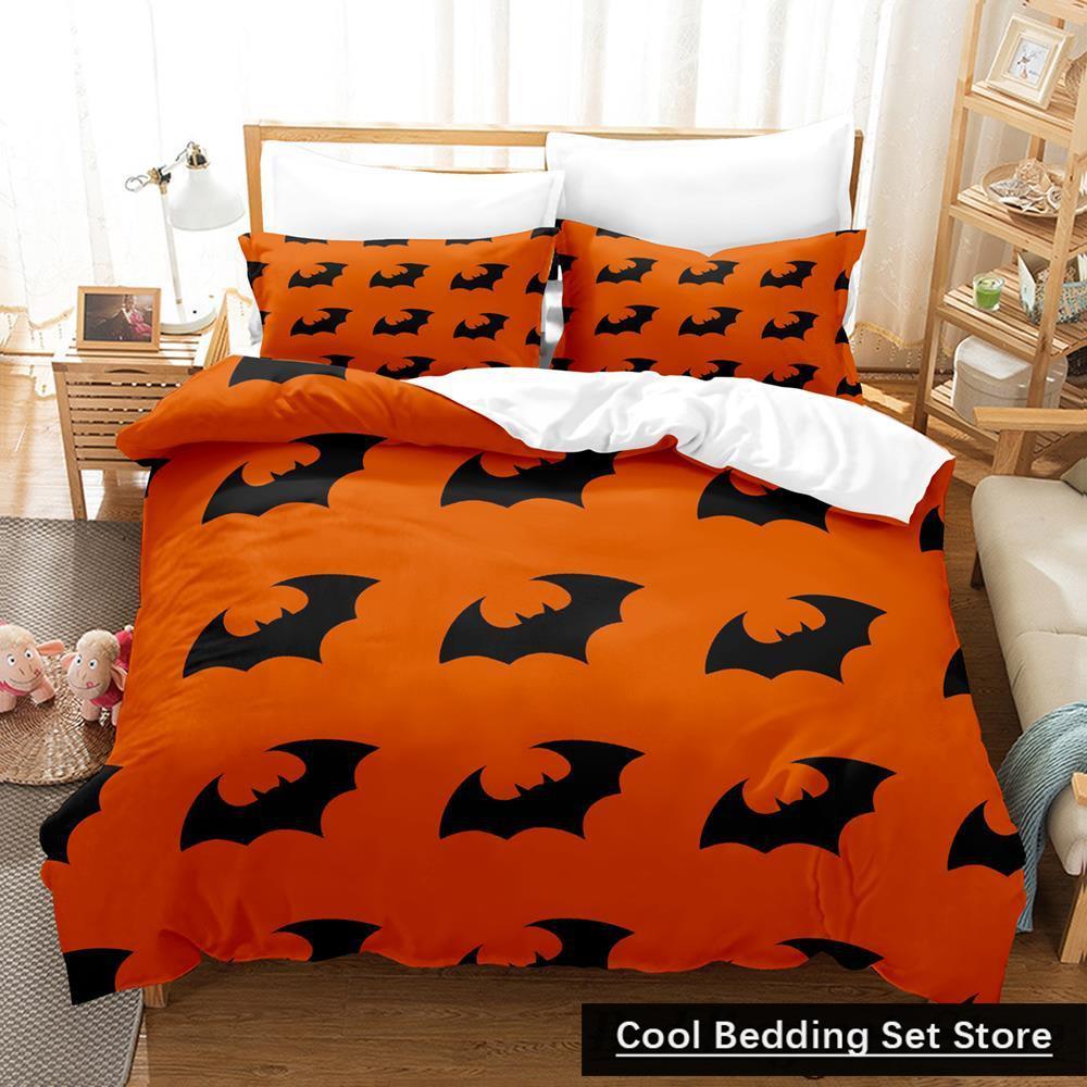New Halloween Flying Vampire Bedding Set Single Twin Full Queen King Size Bed Set Adult Kid Bedroom Duvetcover Sets Anime Bat